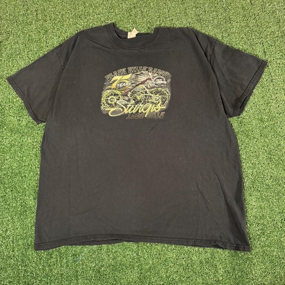Sturgis Black Hills Rally 75 Years Biker Graphic Tee Black XXL 0260